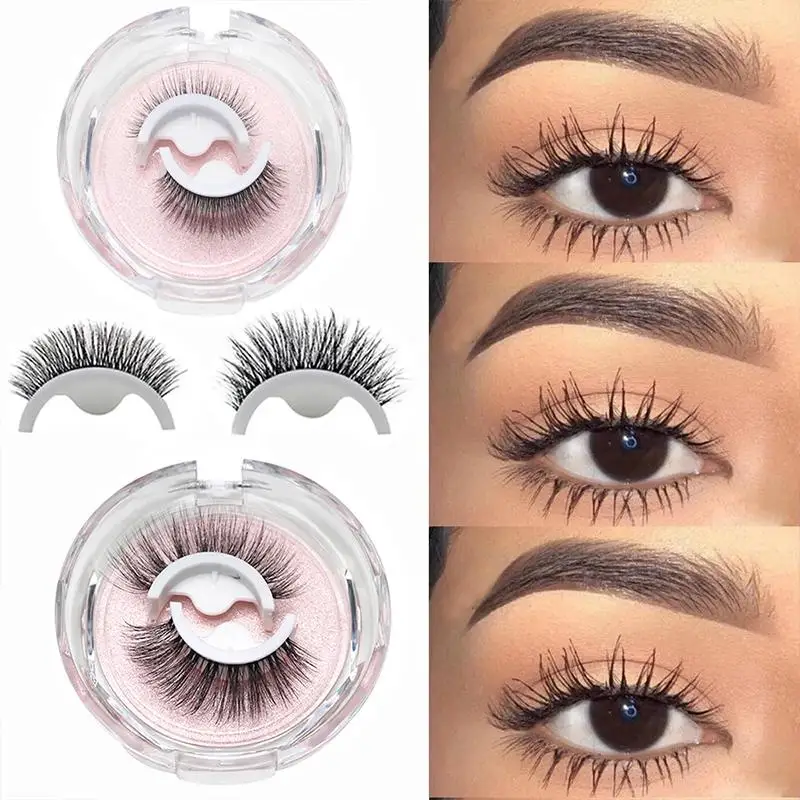 Private Label Wholesale Wispy 3D False Eyelashes Self Adhesive Lashes Press on Lashes no glue Custom Lash Box Packaging