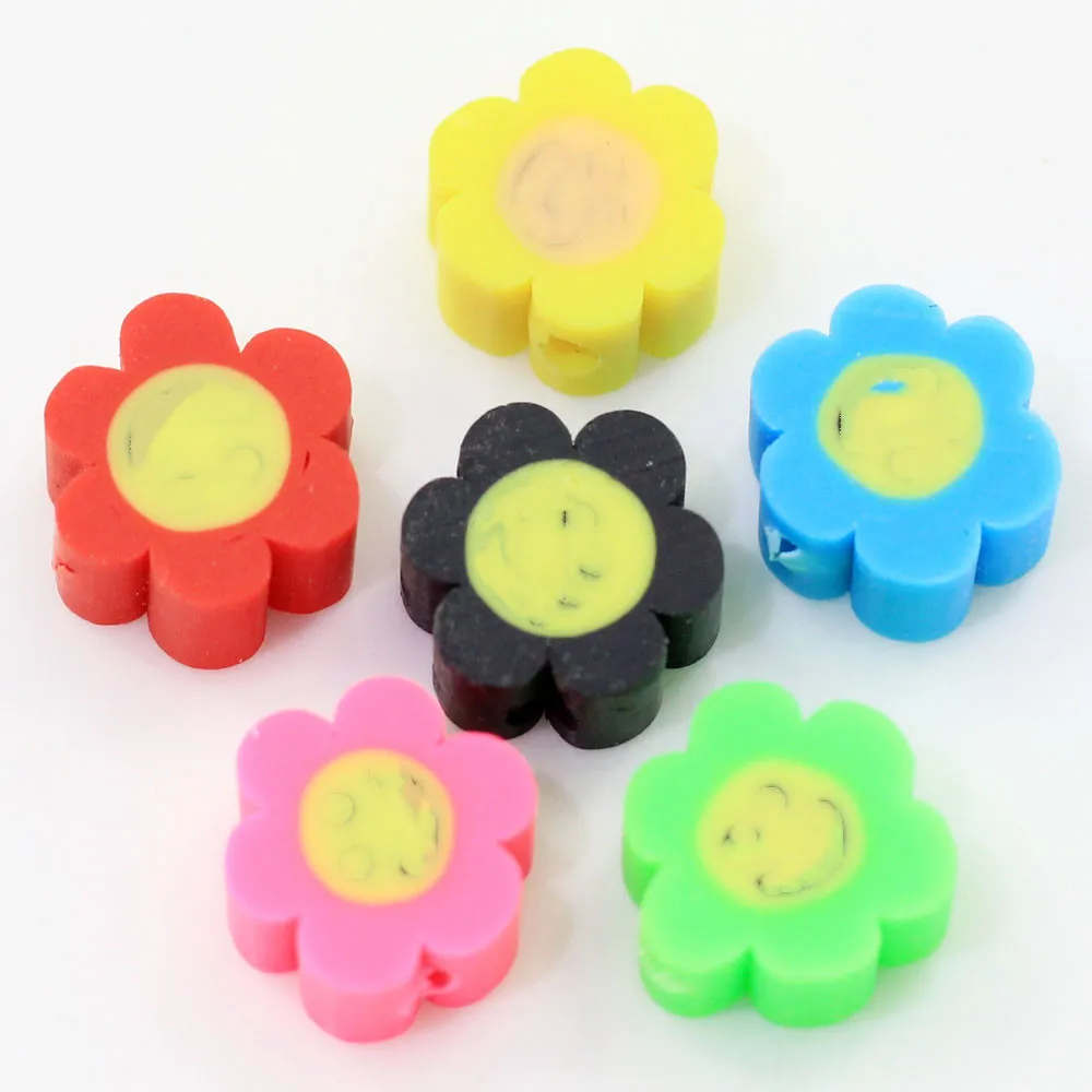 Colorful 1000Pcs Flower Shape  Polymer Clay Beads With Hole For  Bracelet Accessory Slices DIY Jewelry Making