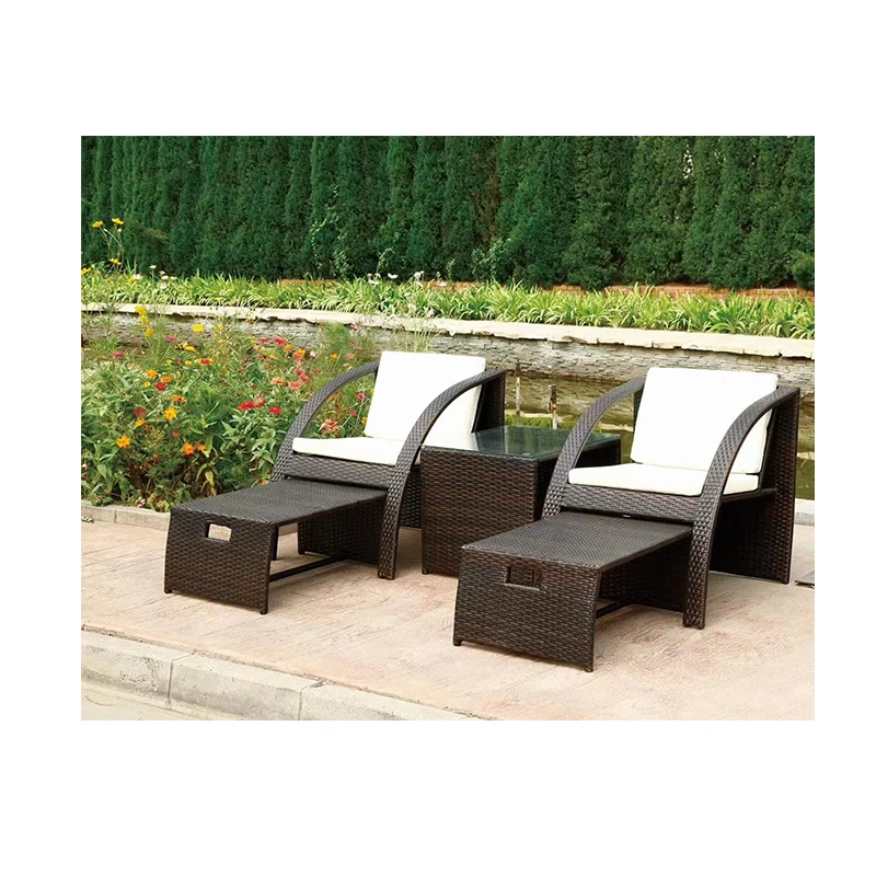 luxury waterproof wicker outdoor garden deck lounge chair reclining chaise adjustable rattan sun lounger for swimming pool