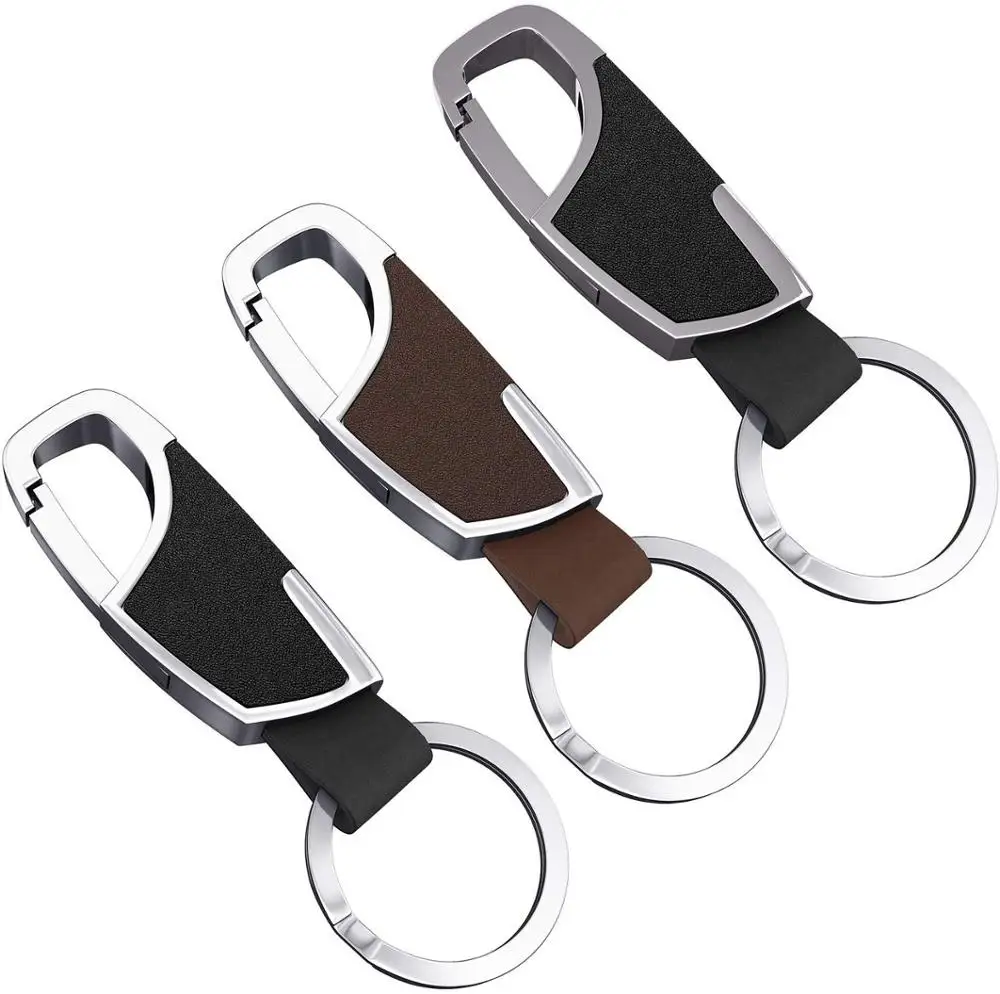 High End Creative Commercial Gift Custom Logo Leather  Men Business Car Keychain