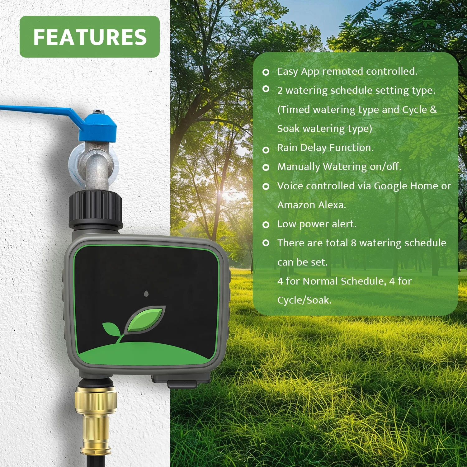 Wholesales Smart Farm Watering Timer Green Outdoor Automatic Garden Manual Water Timer