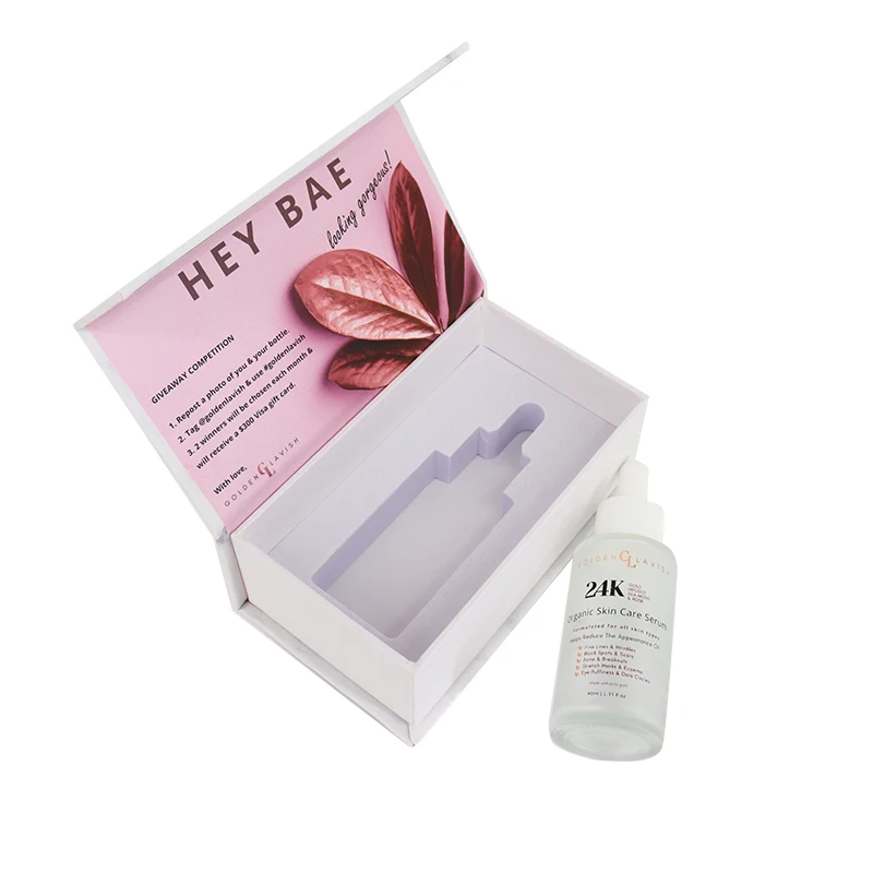 Custom 30 ml Flat Shoulder Frosted Glass Serum Dropper Bottle Luxury Cardboard Packaging Box For Essential Oil Bottle