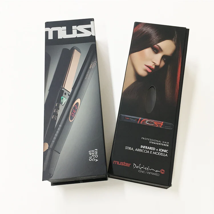 Customized logo printing Hair Straighteners packaging boxes curling flat iron box custom with Magnetic Flip