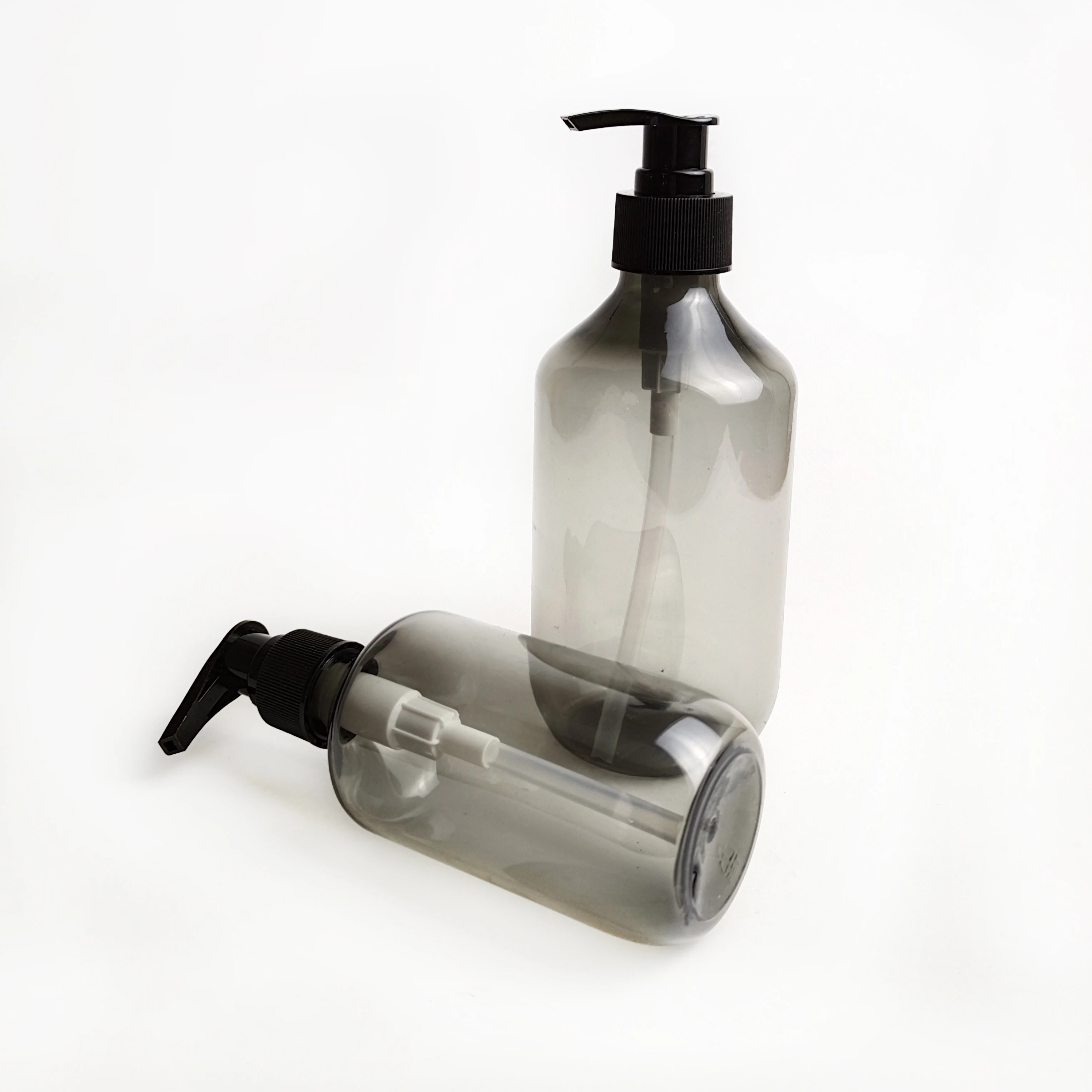 Plastic amber green black bottle PET round 300ml with pump dispenser spray