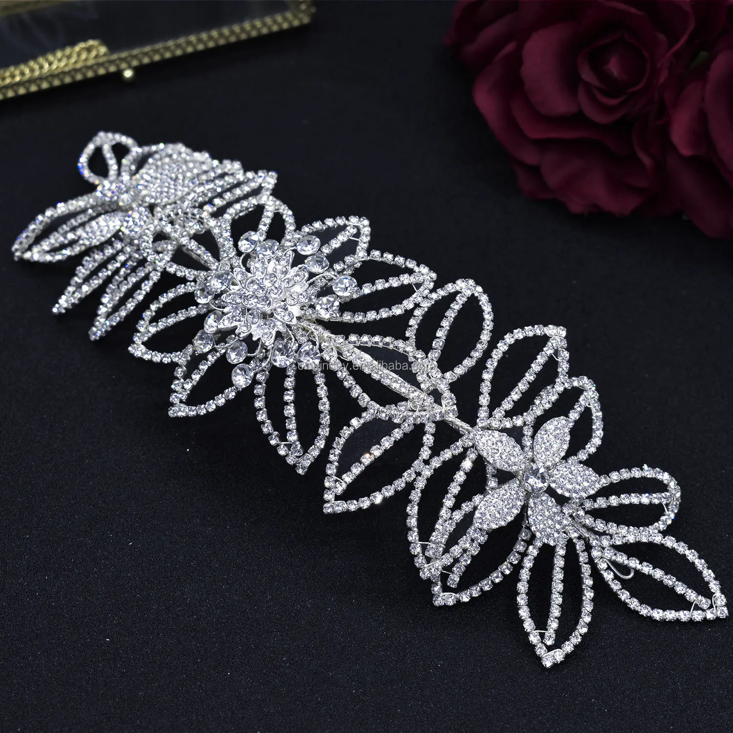 Fashion Sew On Crystal Patches Prom Gown Bodice Rhinestones Beaded Clothes Appliques For Wedding Bridal Dress Decorative