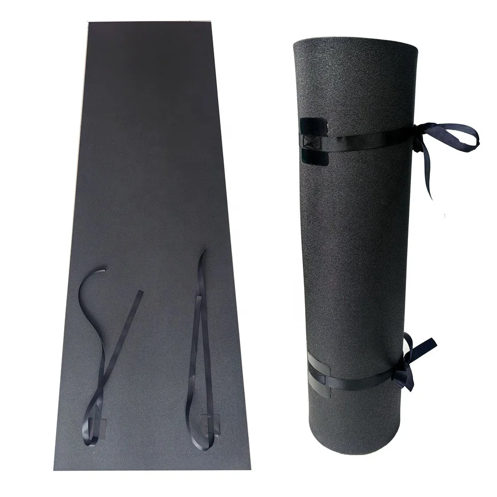 British Dark Green Foam Roll Sleeping Mat PU Leather Ribbon Ties High Density Polyethylene Closed Cell Camping Mattress