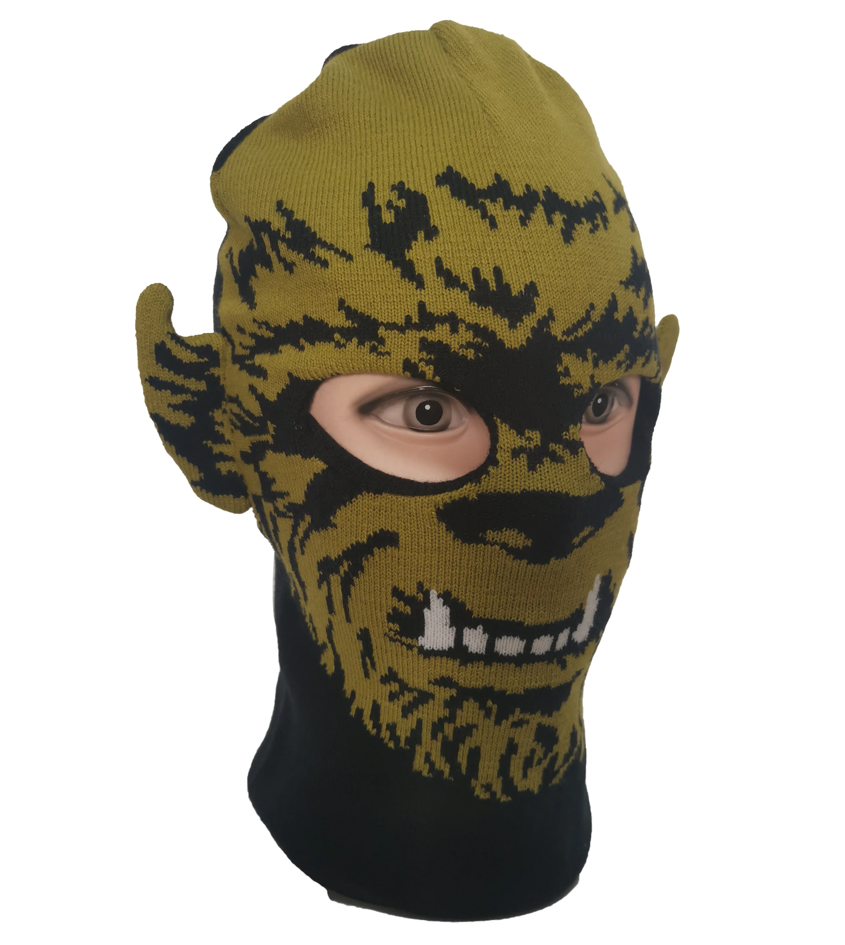 Wholesale High quality jacquard ski mask 3 hole Knit Full Face Cover ski mask balaclava designer hats