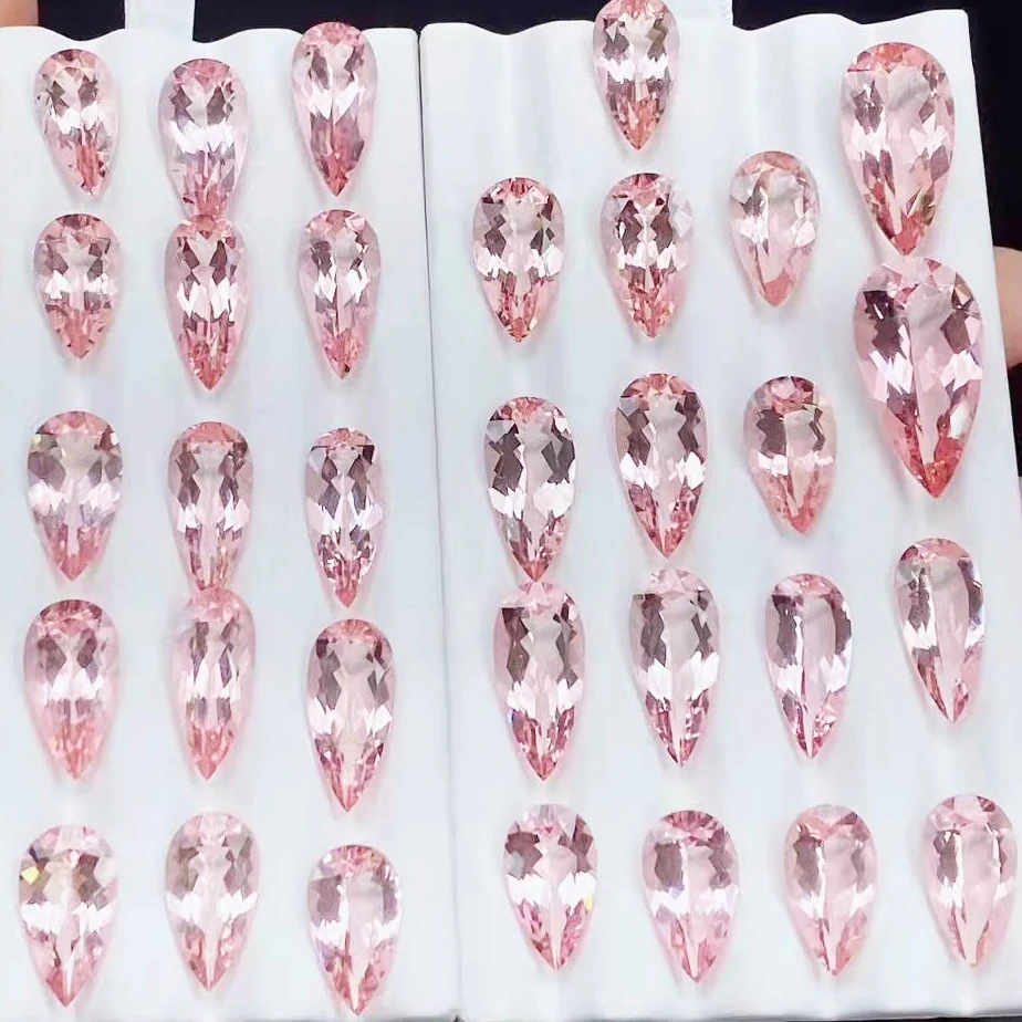 Pear Shape 5x3mm~18x13mm Good Quality Medium Pink Color precious faceted stone supplier making jewelry Natural Pink Morganite