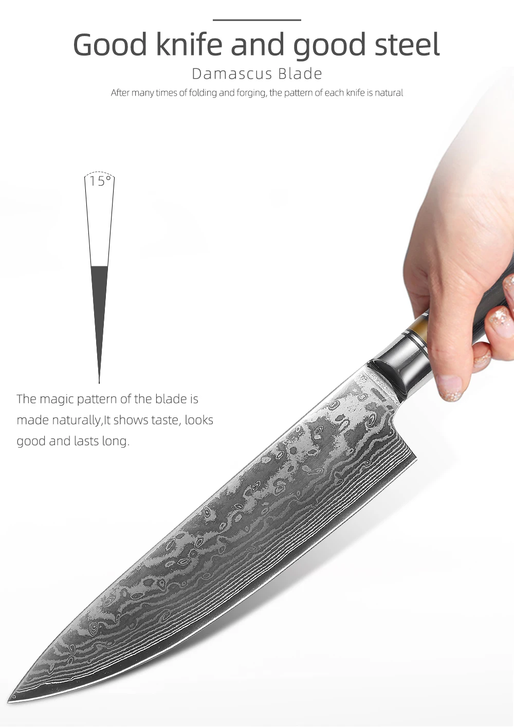Professional 8 inch damascus steel kitchen chef knife