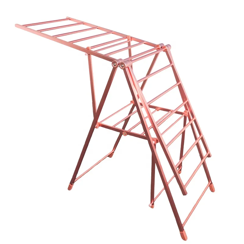 AL-7019W 2023 Hot Sale Aluminum Clothes Drying Rack Balcony Foldable Clothes Drying Rack Portable Mobile Clothes Airer