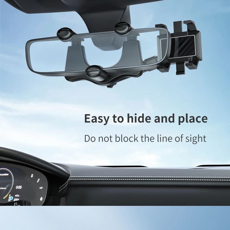 Car Phone Holder Mobile Stand 360 Degree Rotating Auto Rear View Mirror Bracket Adjustable Phone Holder For Car