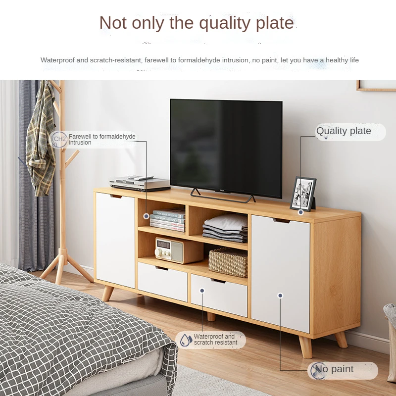 Elevated Nordic style TV stand, living room bedroom wooden simple TV cabinet combination