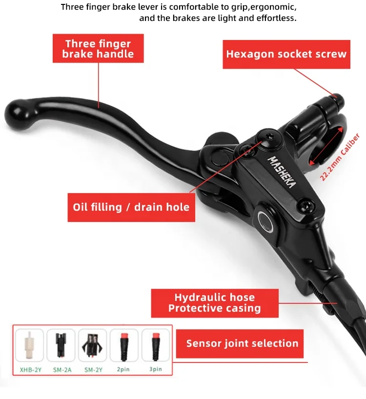 MASHEKA Factory Manufacturing HB427-4M High Speed 120km/h Electric Bicycle Scooter Hydraulic Disc Brake MTB Big 4 Pistons Hy