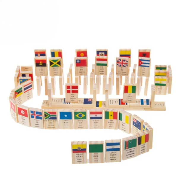 Eurolucky ребенок игрушка Детские деревянные познания мира домино игрушки развивающие когнитивных строительный блок