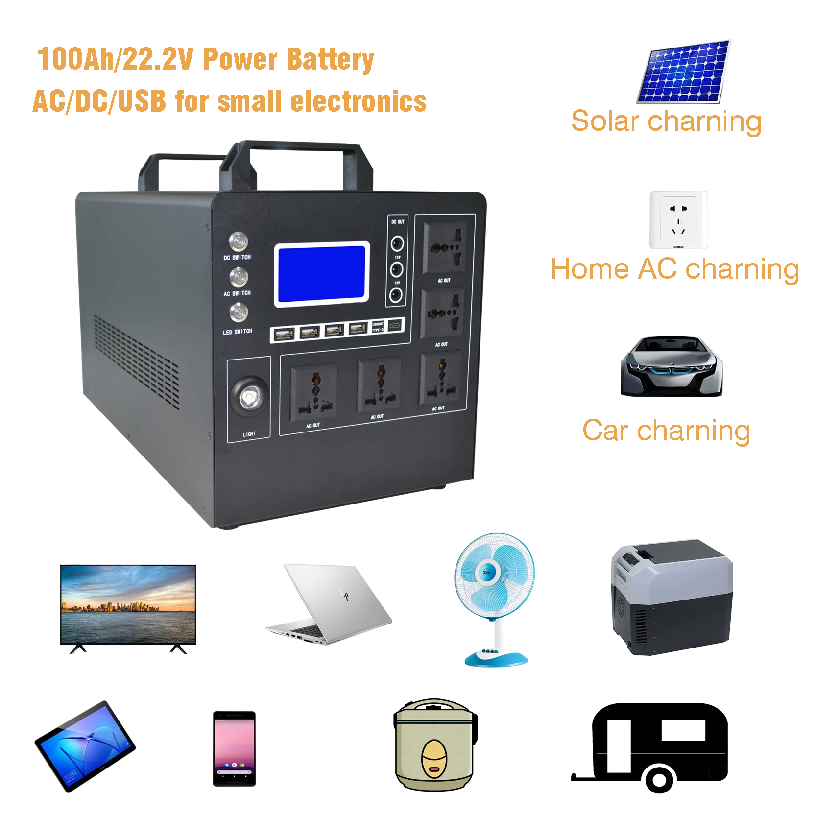 new type 5 piece AC port portable solar power generator 2000w 2kw station/power bank