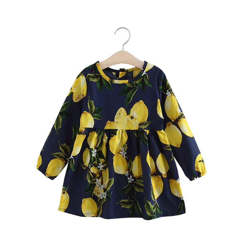 Винтажная детская одежда с цветочным принтом для девочек хлопковые платья с длинным рукавом для девочек