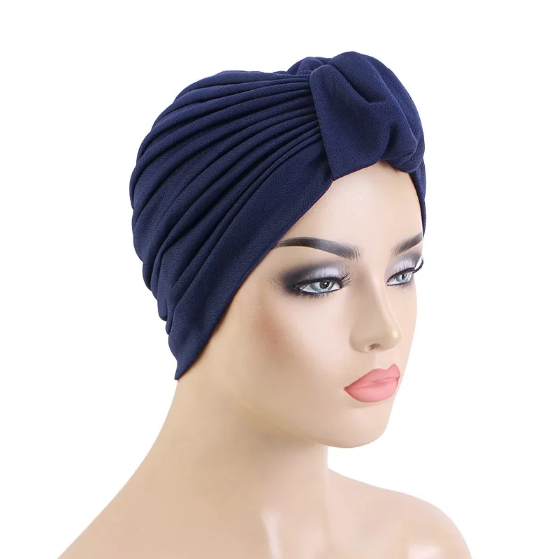 Custom logo Turban Cap Head Wraps Solid Color Turban Headband for Women Girls