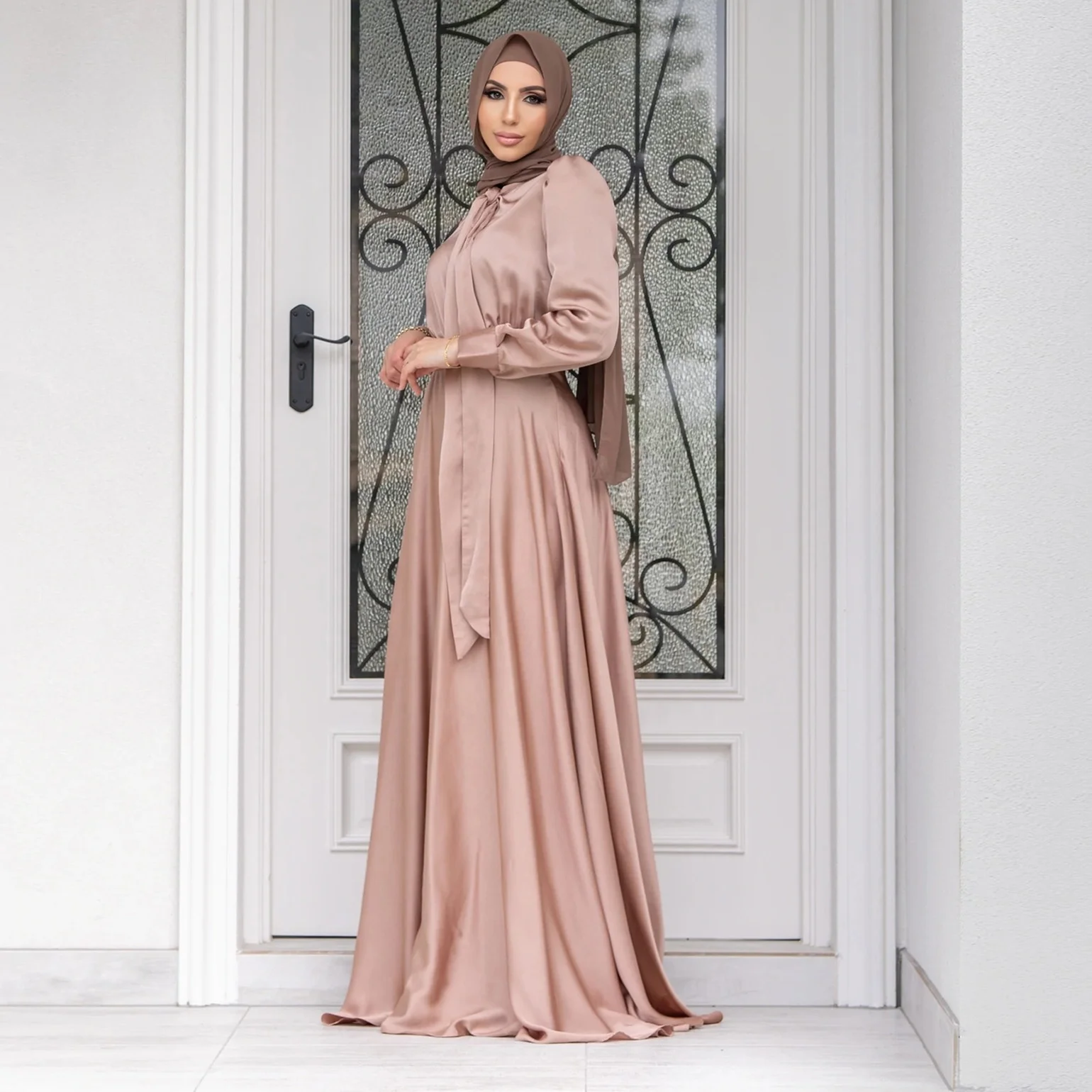 Solid Color Woman Cabaya Turkish Buibui Abaya Muslim Skirt Women Dubai Fashon Open Abaaya Muslim Dress Abaya