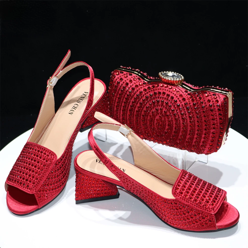 Beautiful Lady Shoes Set PU Material Italian Shoe And Bag Set For African Women