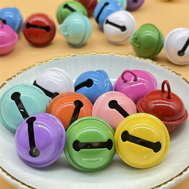 22mm Paint Candy Colored Pet Small Round Bell DIY Keychain Accessory Christmas Metal Pendant Bell
