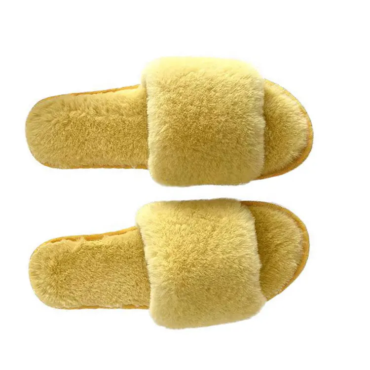 2024 High Quality Warm Faux Fluffy Slipper Ladies One Strap Soft Plush Furry Female Open Toe Shoes Nice-Looking Fashion Slippers