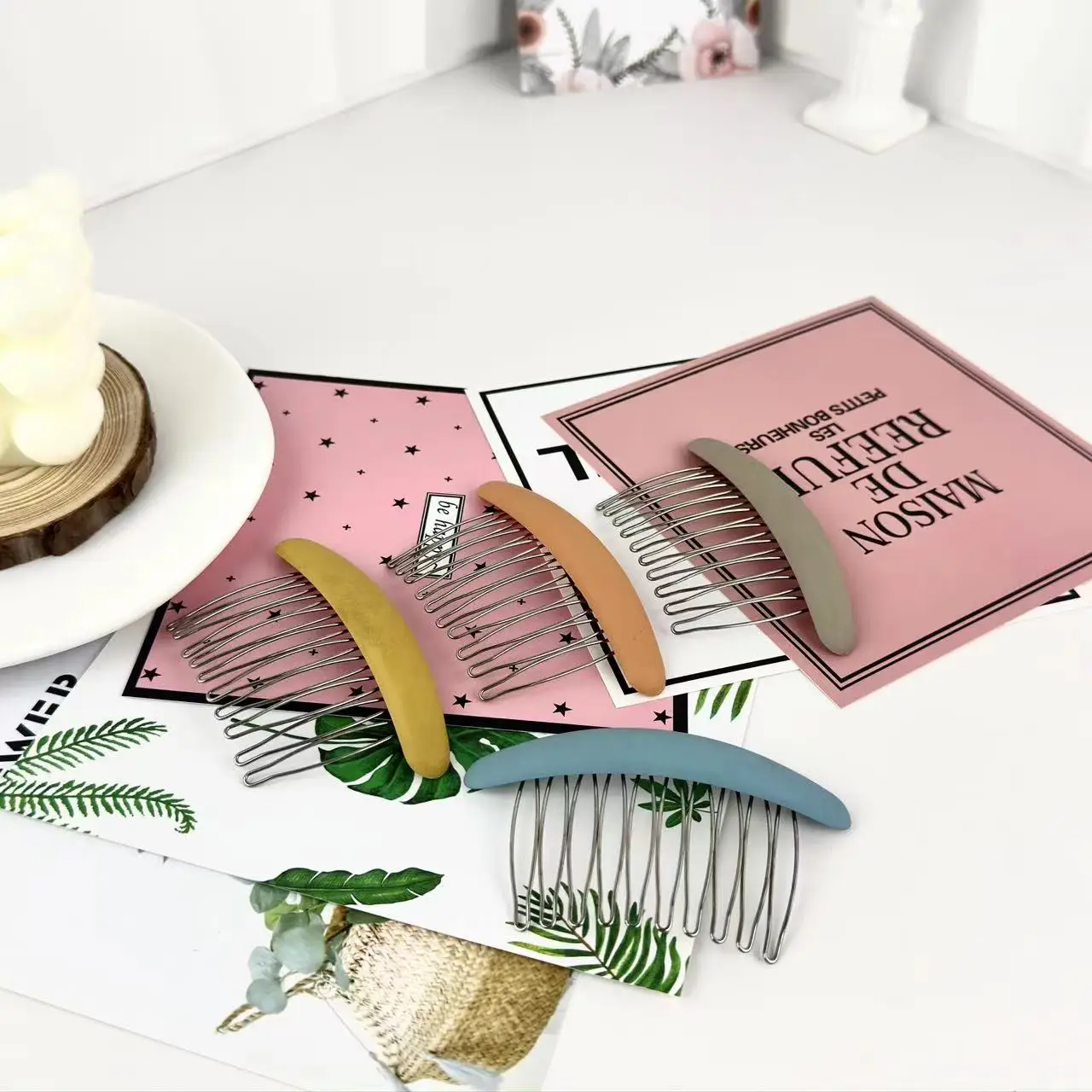 Frosted Metallic Hair Comb Fashion All-Match Comb Non-Slip Fringe Clip Hair Accessory