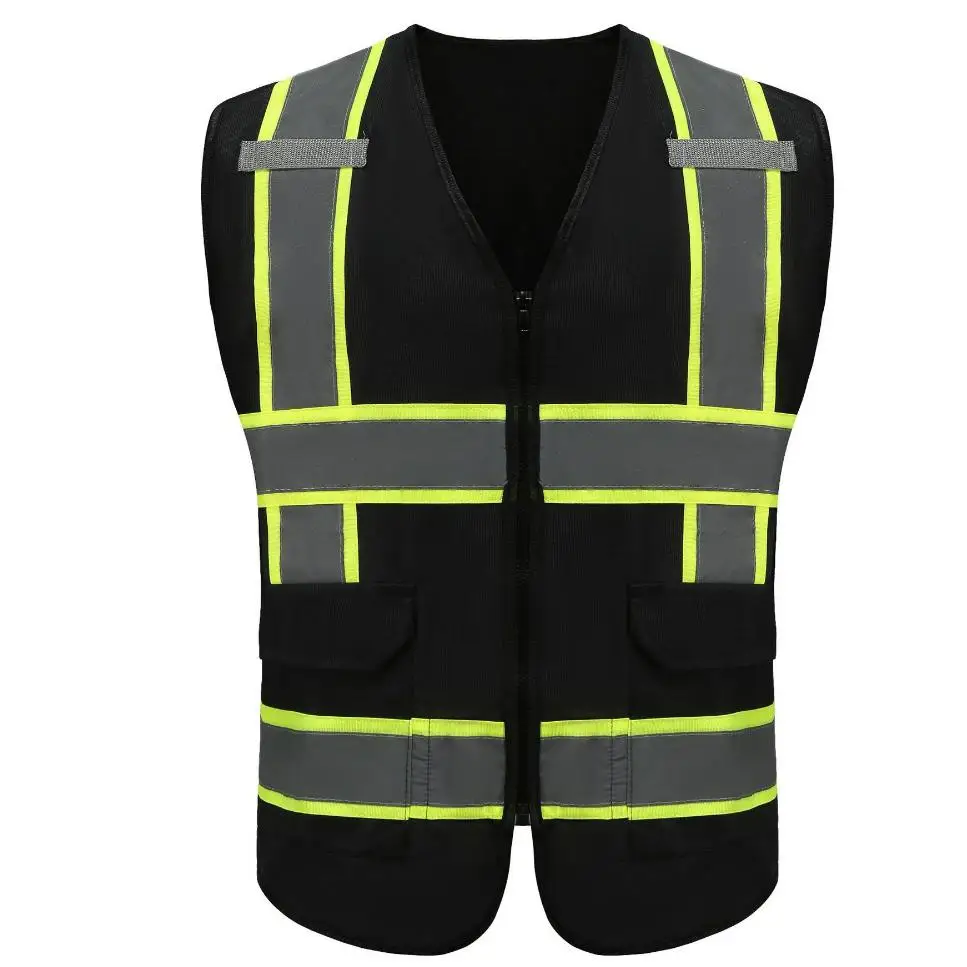 Black fire safety traffic jacket riding fluorescent luminous engineering clothing