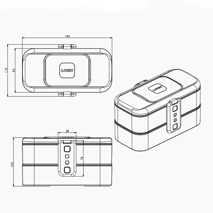 Industrial design one-stop service Injection molding products bento box lunch belt compartment container food grade plastic