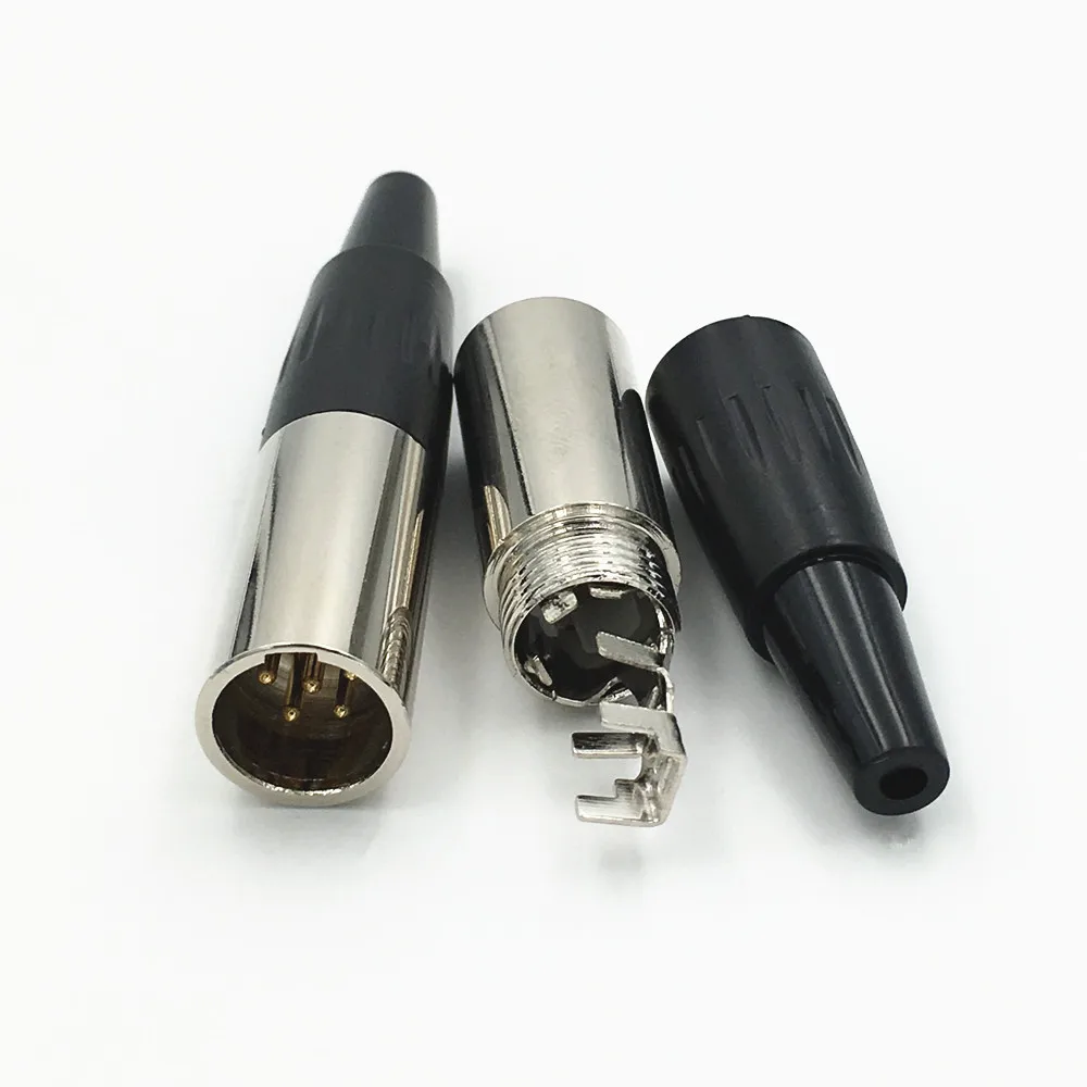 Mini XLR 3 4 5 6 Pin male Plug Small XLR Audio Microphone Connector for MIC Soldering Straight