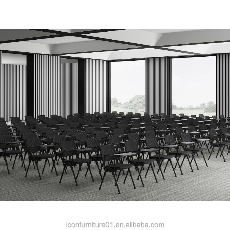 Metal Stacking Visitor Conference Meeting Chair With Writing Pad Table Pp Stackable Office Training Chair For Training Rome