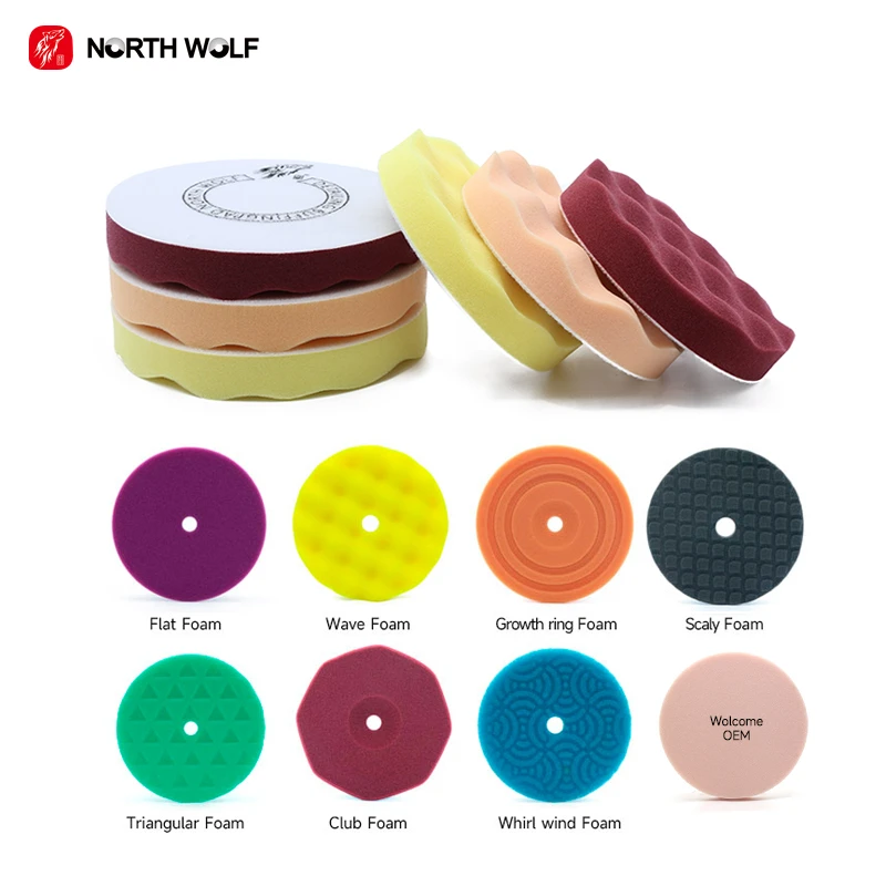 North Wolf 6 Inch Germany Cutting Foam Pad Car Buffing Polishing Pad Auto Detailing Sponge Pad
