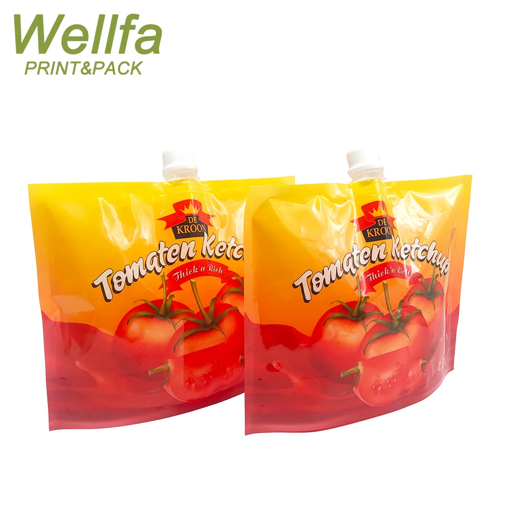 Custom Reusable 2.5L Applesauce Pouch Green Chili Sauce Package Nozzle Tomato Paste 1kg Ketchup Packaging Pouch