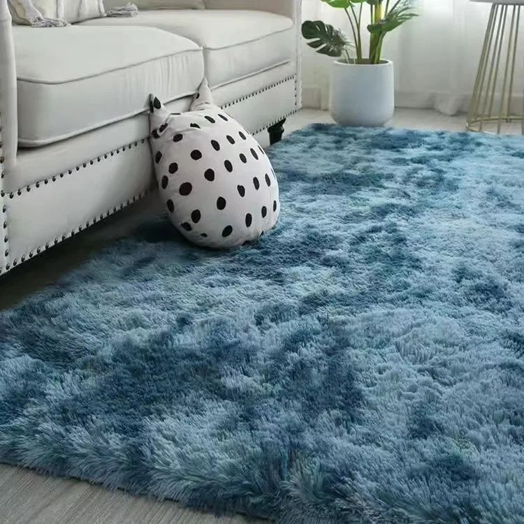 Cheap Fake Silk Wool Fur  Luxury Large Size Carpet Floor Mat Tie-Dyed Shaggy Carpet for Car and Living Room Non-Slip Rug