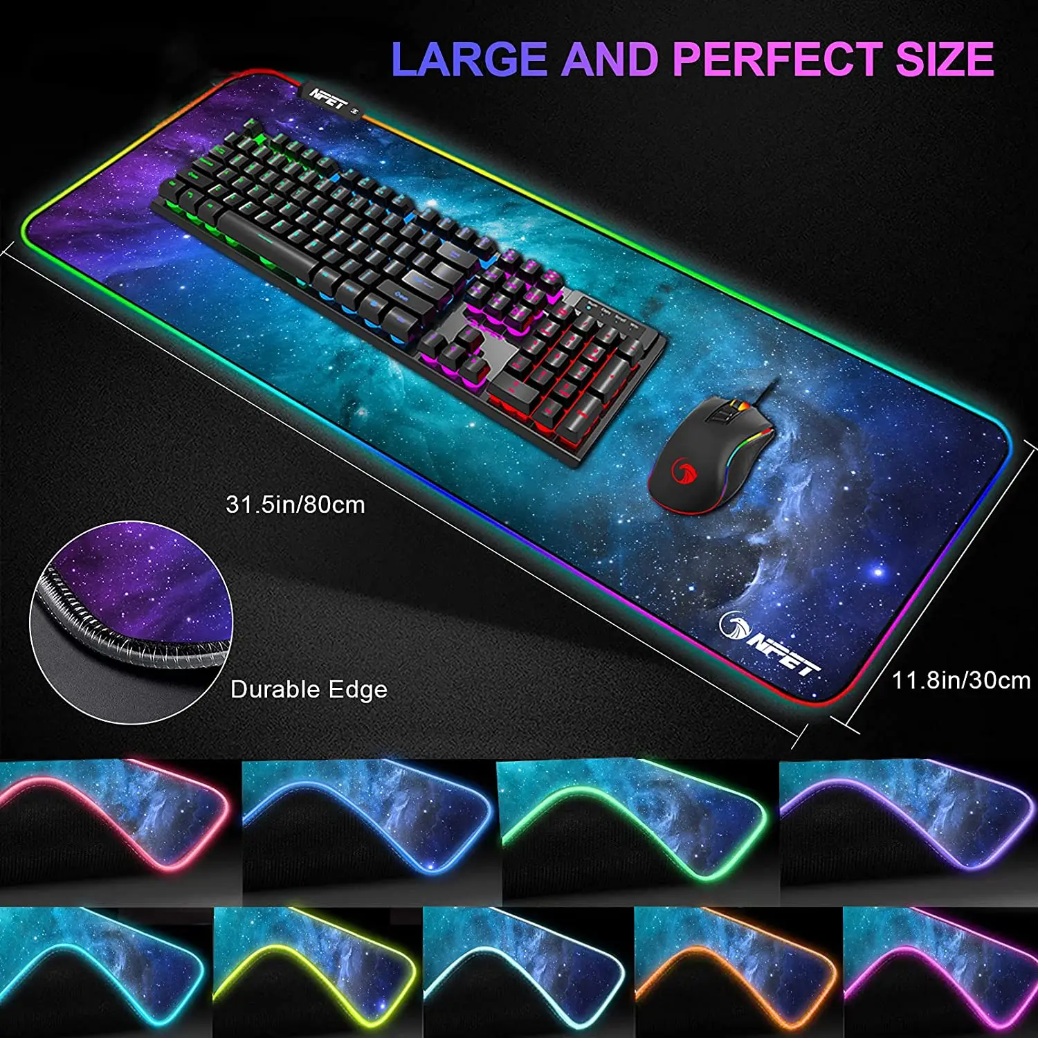 High Quality Large Size Computer Keyboard Anti-slip RGB Lighting Gaming Mouse Pad
