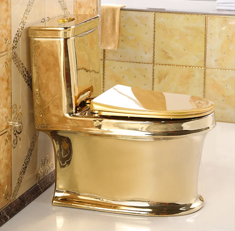 Bathroom ceramic sanitary ware golden color toilet gold wc toilet for sale
