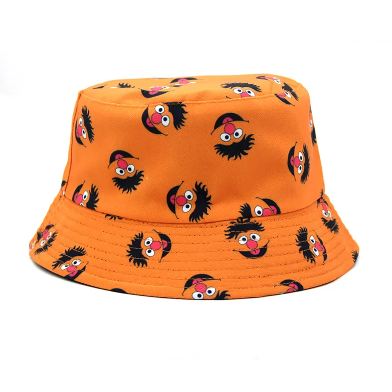 Beach Travel Fisherman Hat Lovely Cartoon Sesame Street Bucket Hats Custom Outdoor Printed Caps Wholesale Party Gift Anime Cap