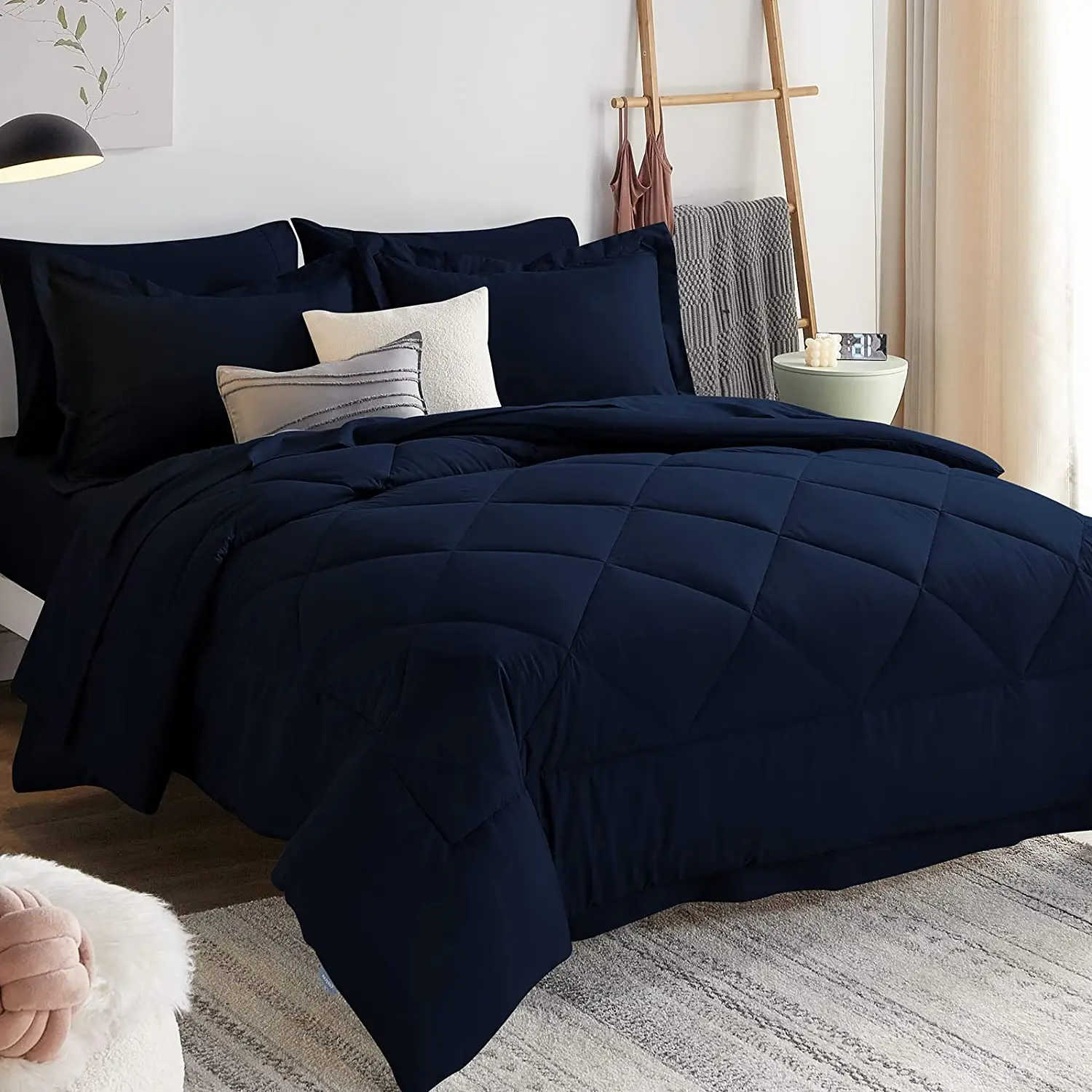 ALPHA TEXTILE navy blue comforter set microfiber Reversible Comforters all-season polyester comforter