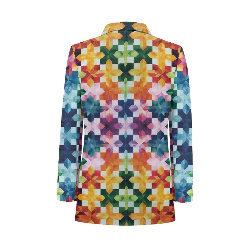 Blazers Suit Coat Jacket Man Suit Custom Fashion Lattice Casual Spring Autumn Pocket One Piece Knit 100% Polyester Printed