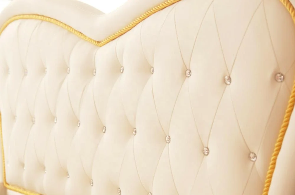 White Heart Kids Girls Boys Standard Single PU Leather Diamond Upholstered Bed for children