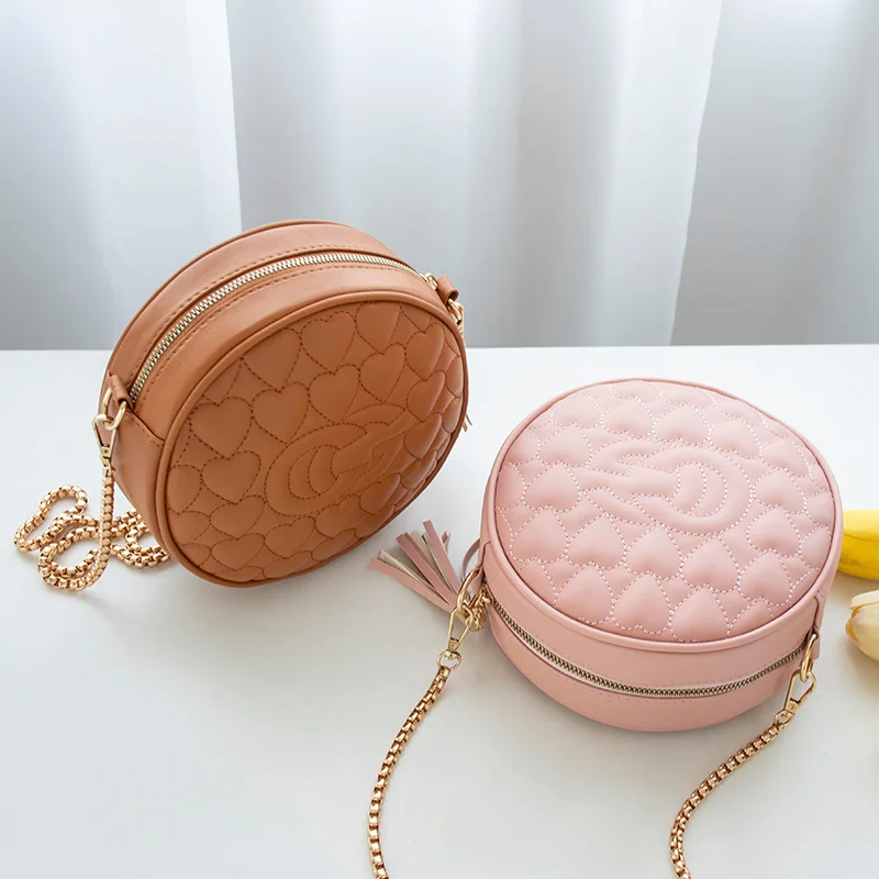 Manufacturer wholesale embroidery thread round bag fashion girl bag handbag lady messenger bag