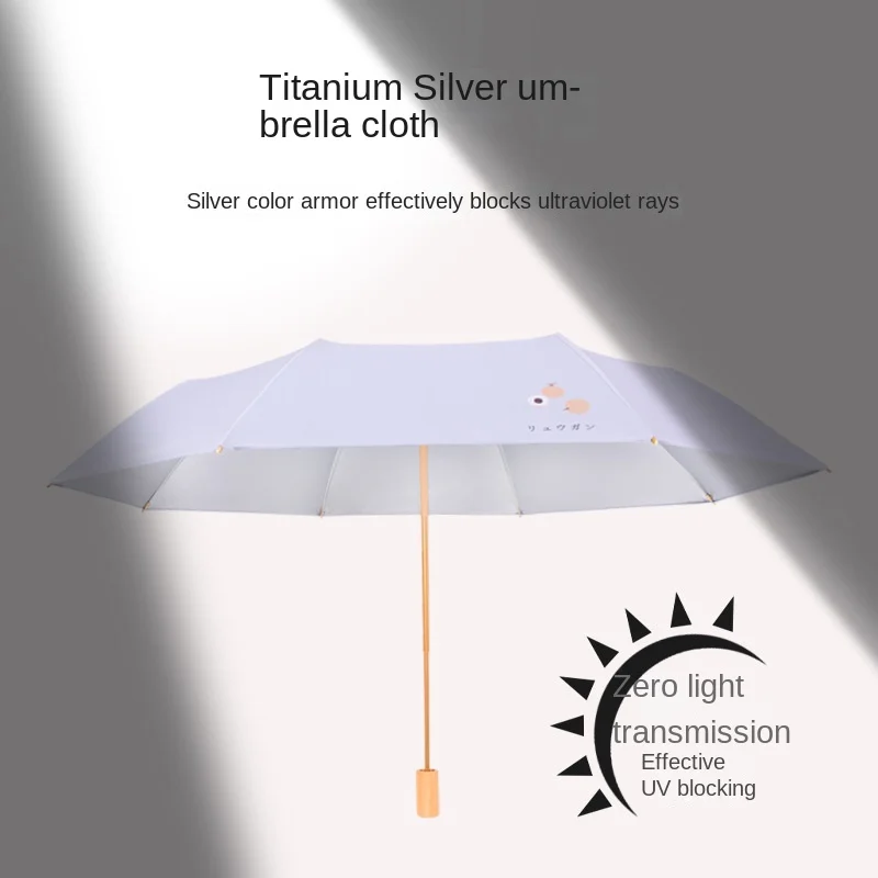 Dilee Japanese Design aluminum fiberglass frame Wood Handle Titanium Silver Coating uv cut Sunscreen Customized fold Umbrella