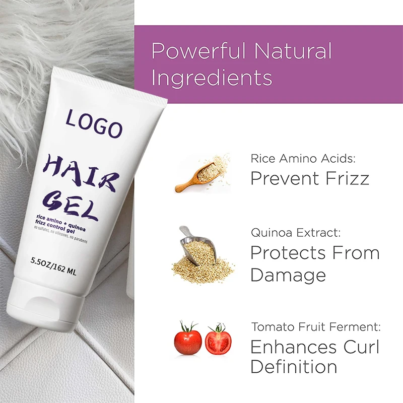 Salon Hair Gel Products Paraben-free Strong Hold & Matte/Natural Look and Rice & Amino acid Non Flaking Hair Gel