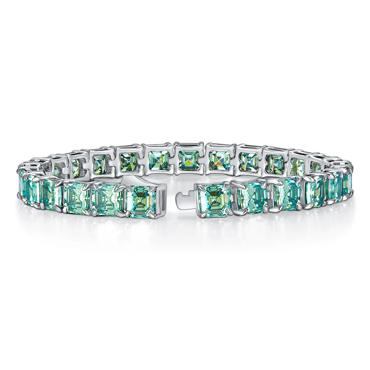 TK Hot Sale Fashion Jewelry 18K Gold Plated Asscher Cut Green Moissanite Tennis Bracelet Man