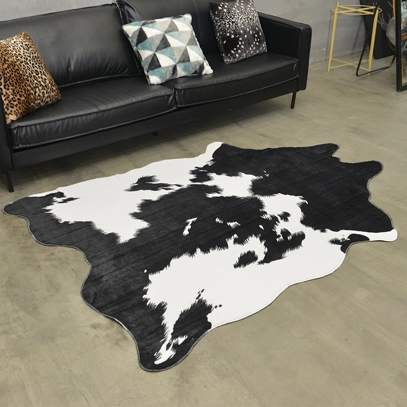 Wholesale customized Shape Animal Skin Faux Fur Cow Gold Powder Effect Printed Cowhide Rug