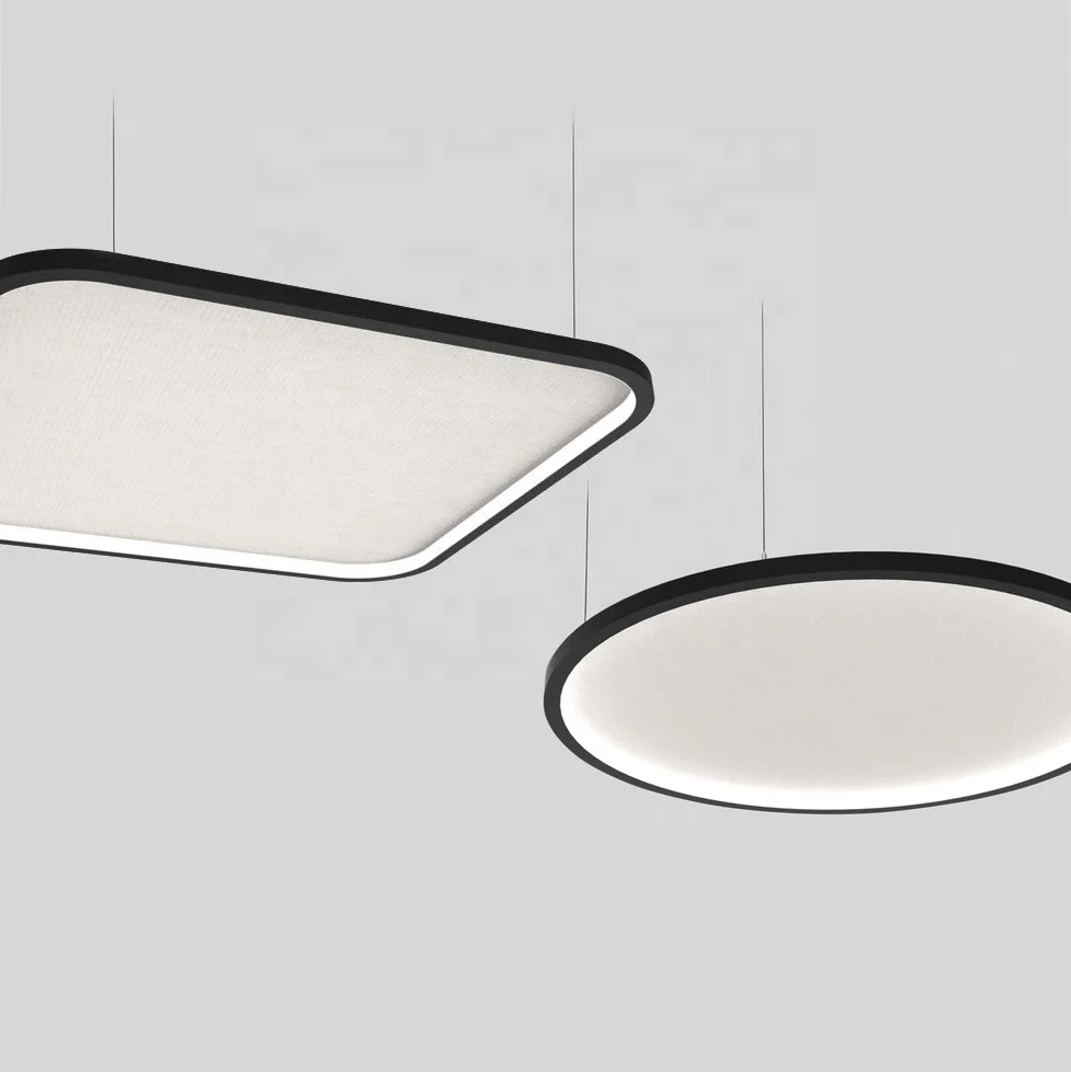 High end dali dim customize fire-rated acoustic fabric sound absorption rounded square led linear pendant light Office