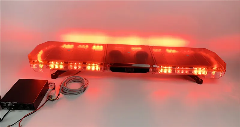 2022 New 1200mm Double row High Power Red LED warning  lightbar  With 100w siren and speaker Emergency vehicle TBD10326-20e-S
