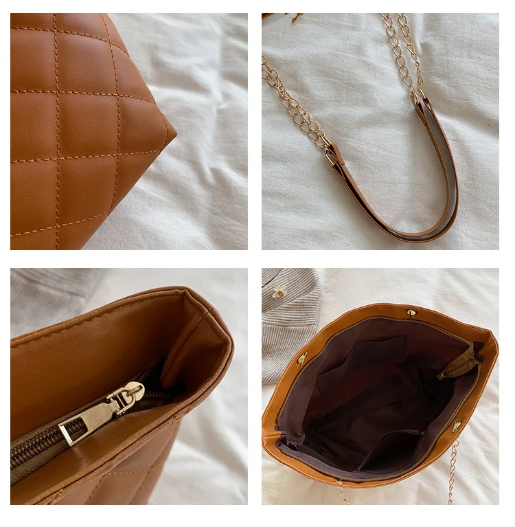 Big Capacity Leather Tote Purse Shoulder Bag Ladies Plaid Hobo Satchel Quilted Handbag for Women