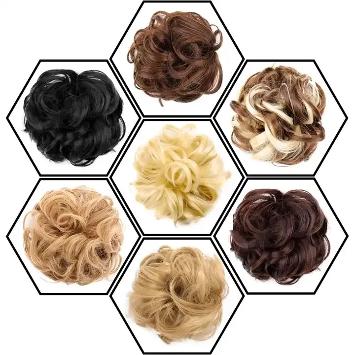 Messy Curly Short Synthetic Hair Extension Chignon Donut Roller Bun Wig Claw Clip In Hairpiece for Women