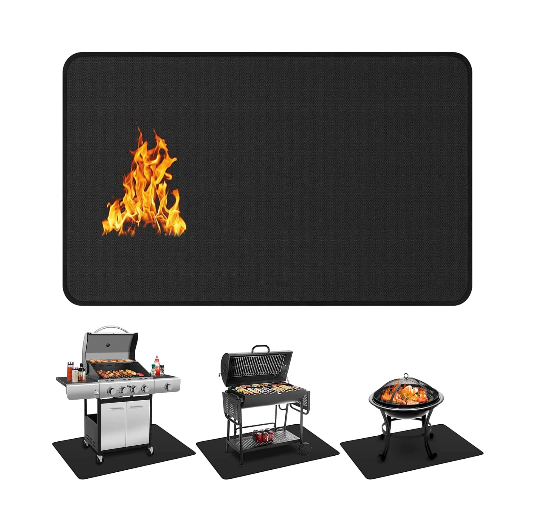 YA SHINE Heavy Duty oilproof Fireproof Deck Patio BBQ Protector Mat Under Grill Mats for Outdoor Grill