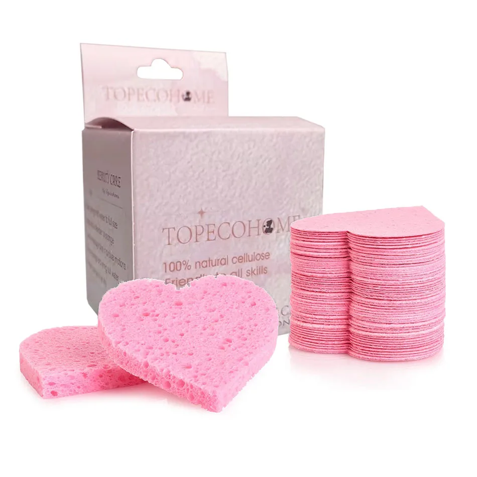Topeco 2023 Антимикробная целлюлоза в форме сердца, индивидуальная этикетка для лица, сжатый Макияж для лица, целлюлозная губка
